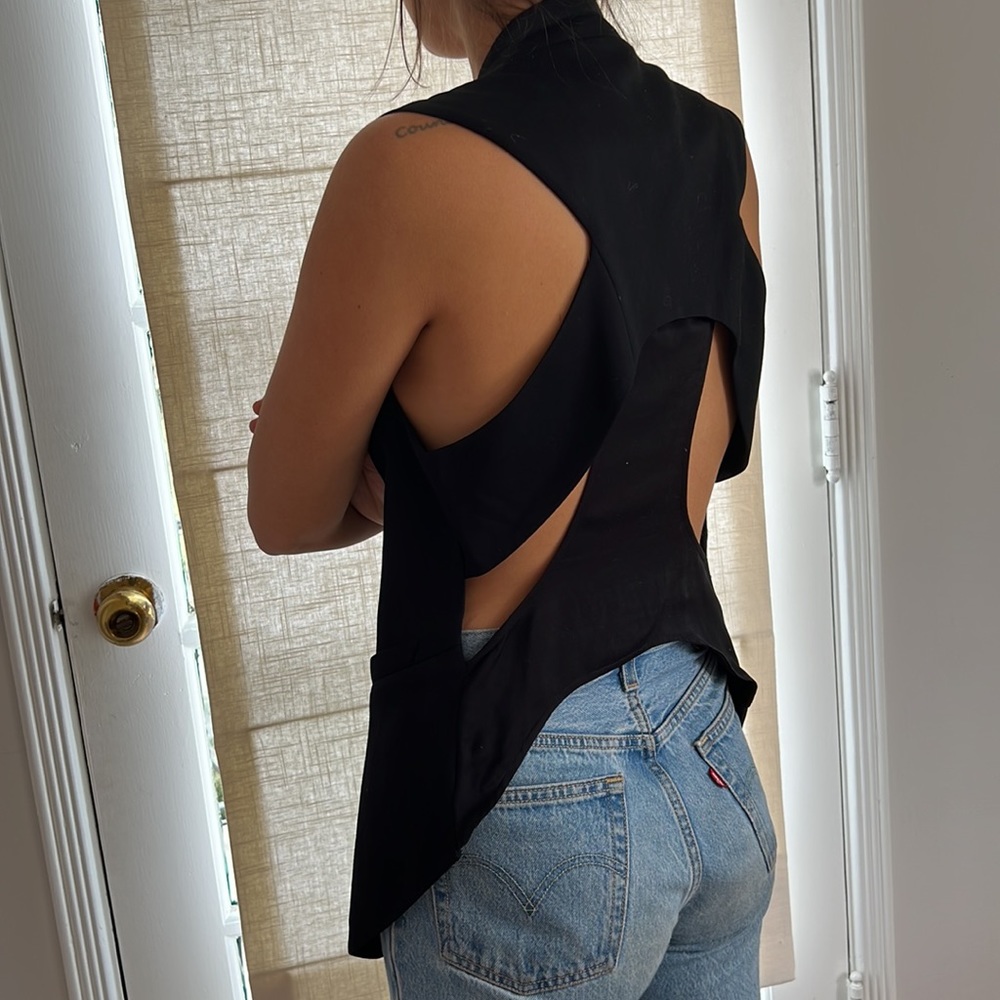 Helmut Lang Black Wool Long Back Gillet - Picture 3 of 5